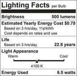 Luxrite LR21406 MR16 GX5.3 6.5W 4000K Light Bulb