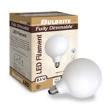 Bulbrite 776899, LED Filament 8.5 Watt Dimmable G40 Light Bulbs with a Milky Finish and Medium (E26) Base - 3000K (Soft White Light), 800 Lumens