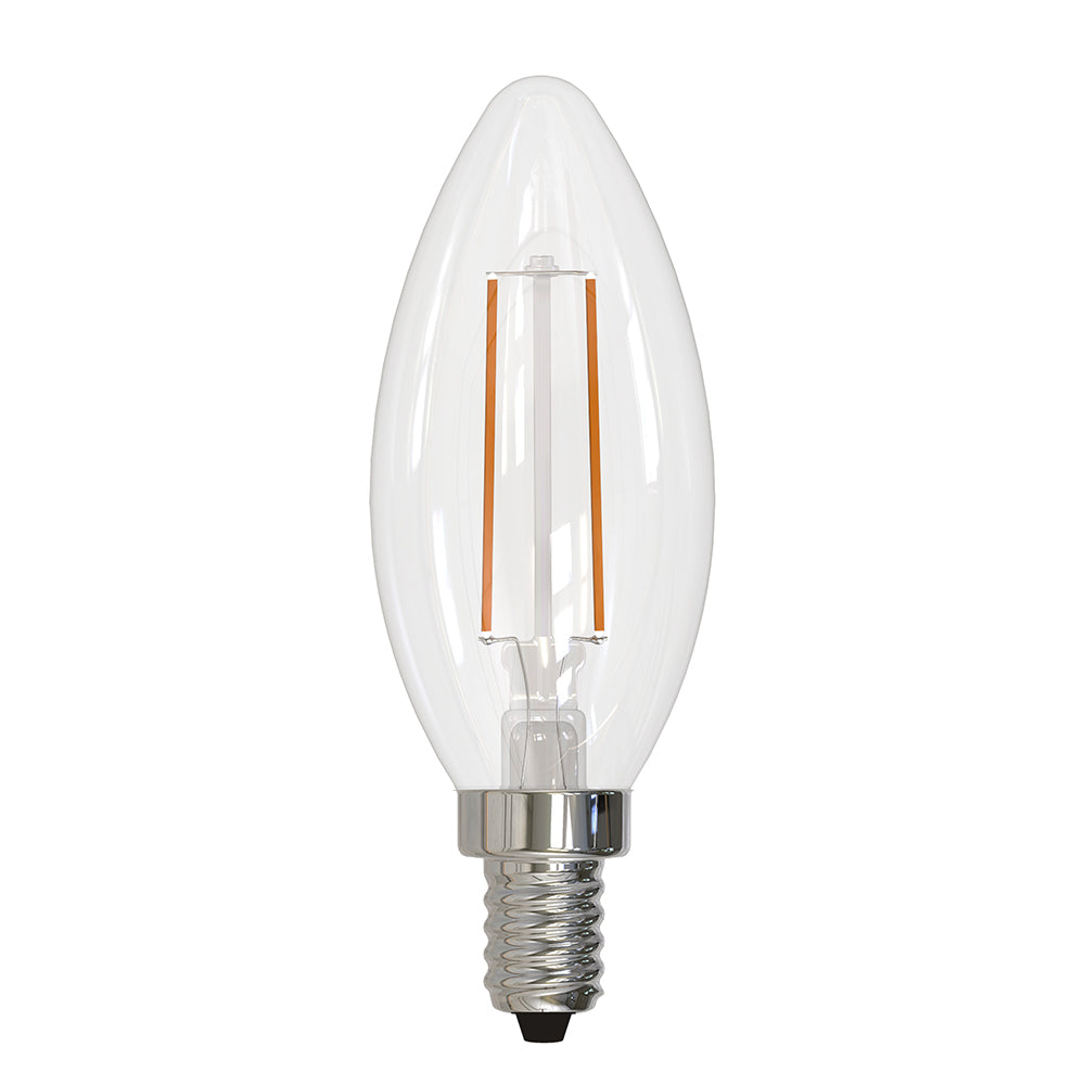 Bulbrite LED Filament 4.1 Watt Dimmable B11 Light Bulb with Clear finish and Candelabra  (E12) Base - 3000K Soft White Light, 400 Lumens