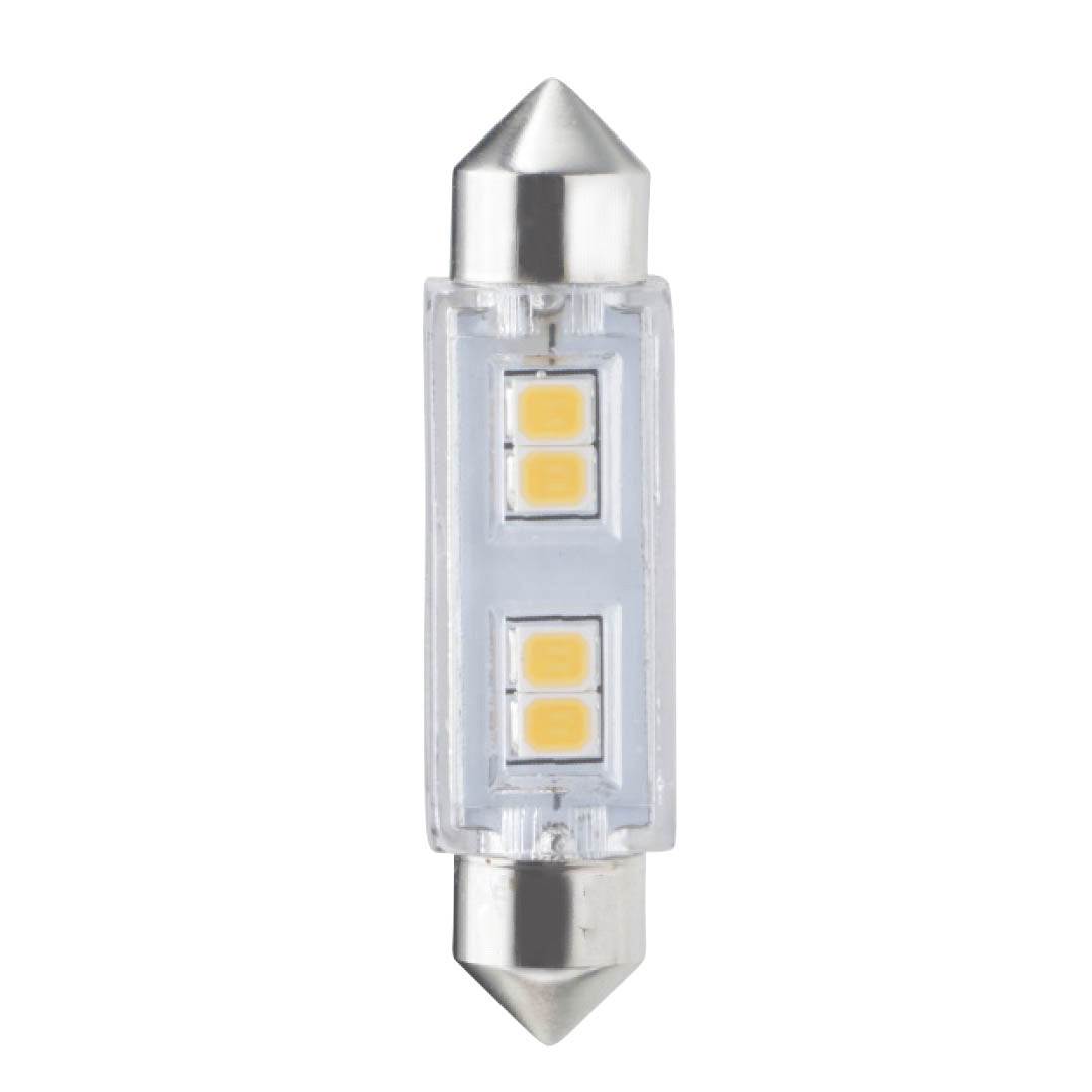 Bulbrite LED Mini T3 Non-Dimmable Festoon Base 24V Light Bulb 20 Watt Equivalent 3000K, Clear , Soft White