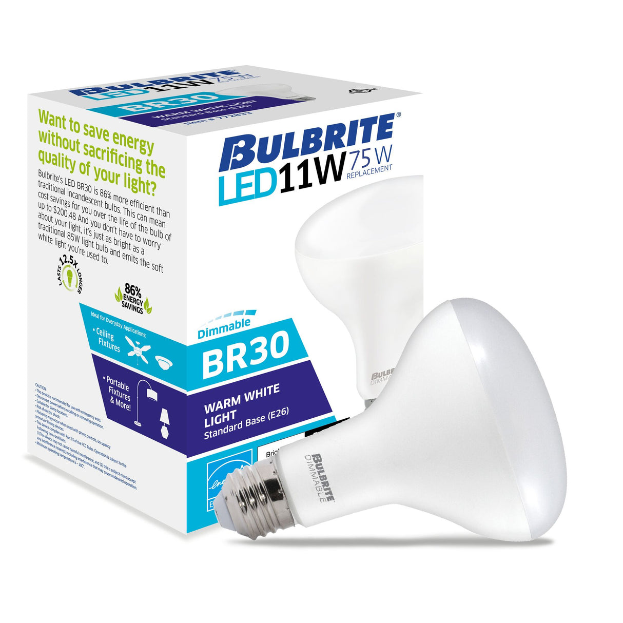 Bulbrite LED Reflectors BR30 Light Bulb with E26 base, Frost, 2700K, 1050 Lumens