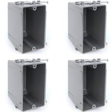 Airmont Products AP-13020 (Pack of 4) Plastic Electrical Box, Grey Outlet Box, Single Gang New Work Junction Box, Captive Nails, 20 cu. Inches, Length 3-5/8'', Width 2-1/8'', Depth 3-1/4''